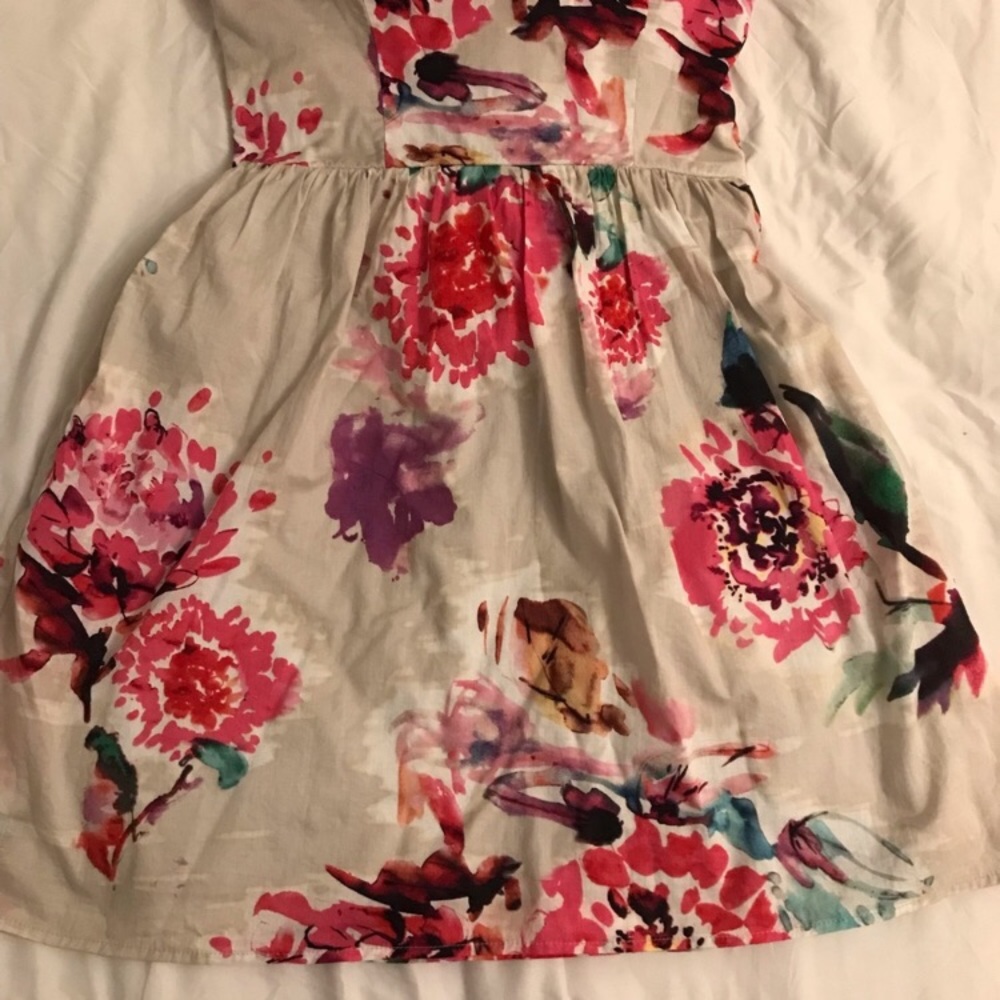 Watercolor Floral Sundress, Cream Pink and Purple, size Medium - Picture 11 of 16